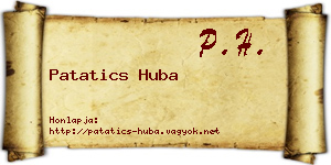 Patatics Huba névjegykártya